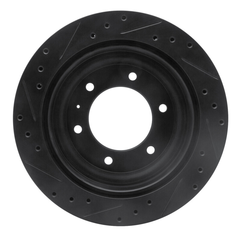 Acura SLX Brake Rotor (1) - Rear Right - R1 Concepts - Drilled & Slotted - Black - `92-`04